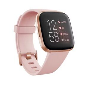 Fitbit Pink Smartwatch with Square Face Digital Display and Flexible Band